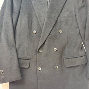 Vintage 1998 Savile Row 100% Pure Cashmere Black Sport Coat Blazer Double Breast